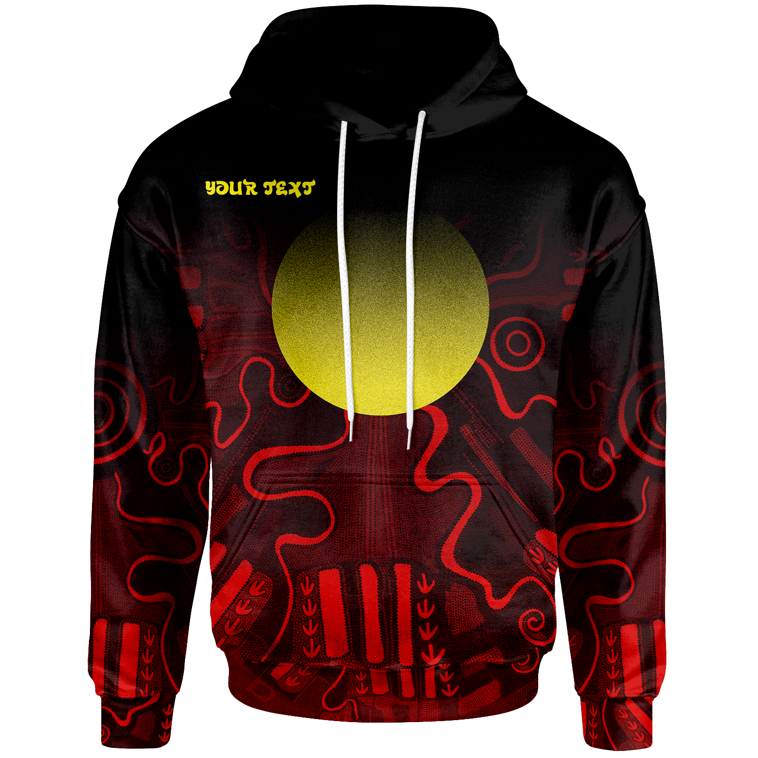 (Custom Text) Aboriginal Hoodie - Indigenous Flag Grunge Style - Vibe Hoodie Shop