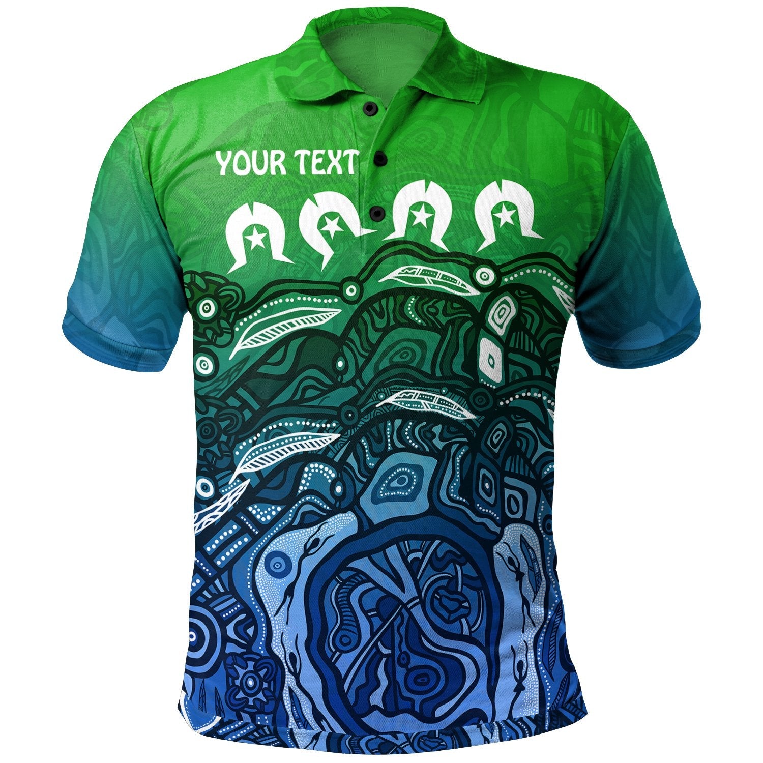 Custom Torres Strait Islands Polo Shirt - Blue - Vibe Hoodie Shop