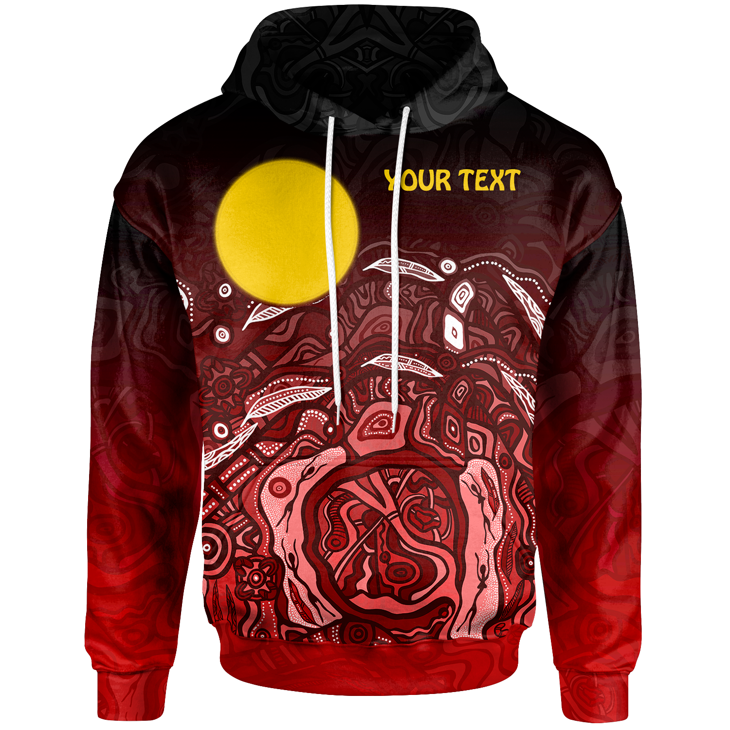 Custom Text Aboriginal Hoodie - Red Landscape - Vibe Hoodie Shop