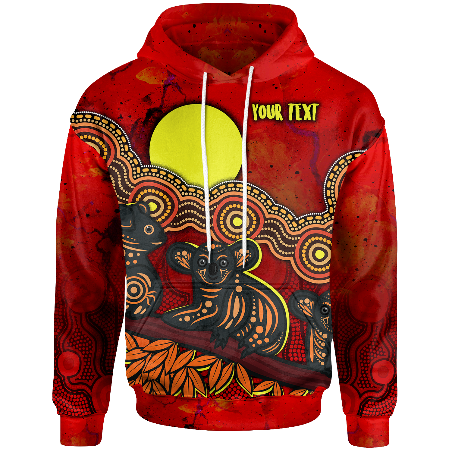 Custom Text Aboriginal Hoodie - Australian Indigenous Koala - Vibe Hoodie Shop