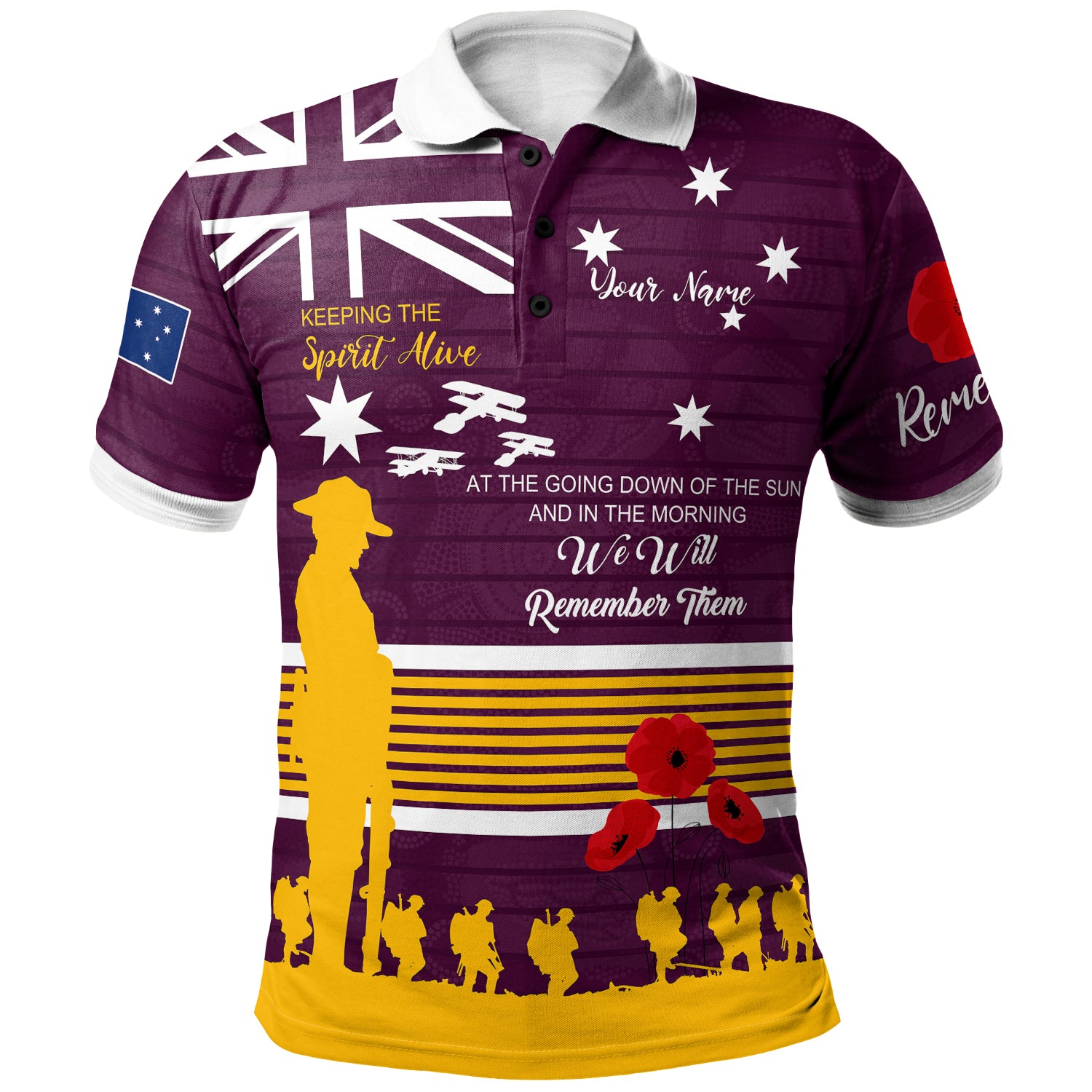 Australia Brisbane Anzac Custom Polo Shirt - Keeping the Spirit Alive Polo Shirt - Vibe Hoodie Shop