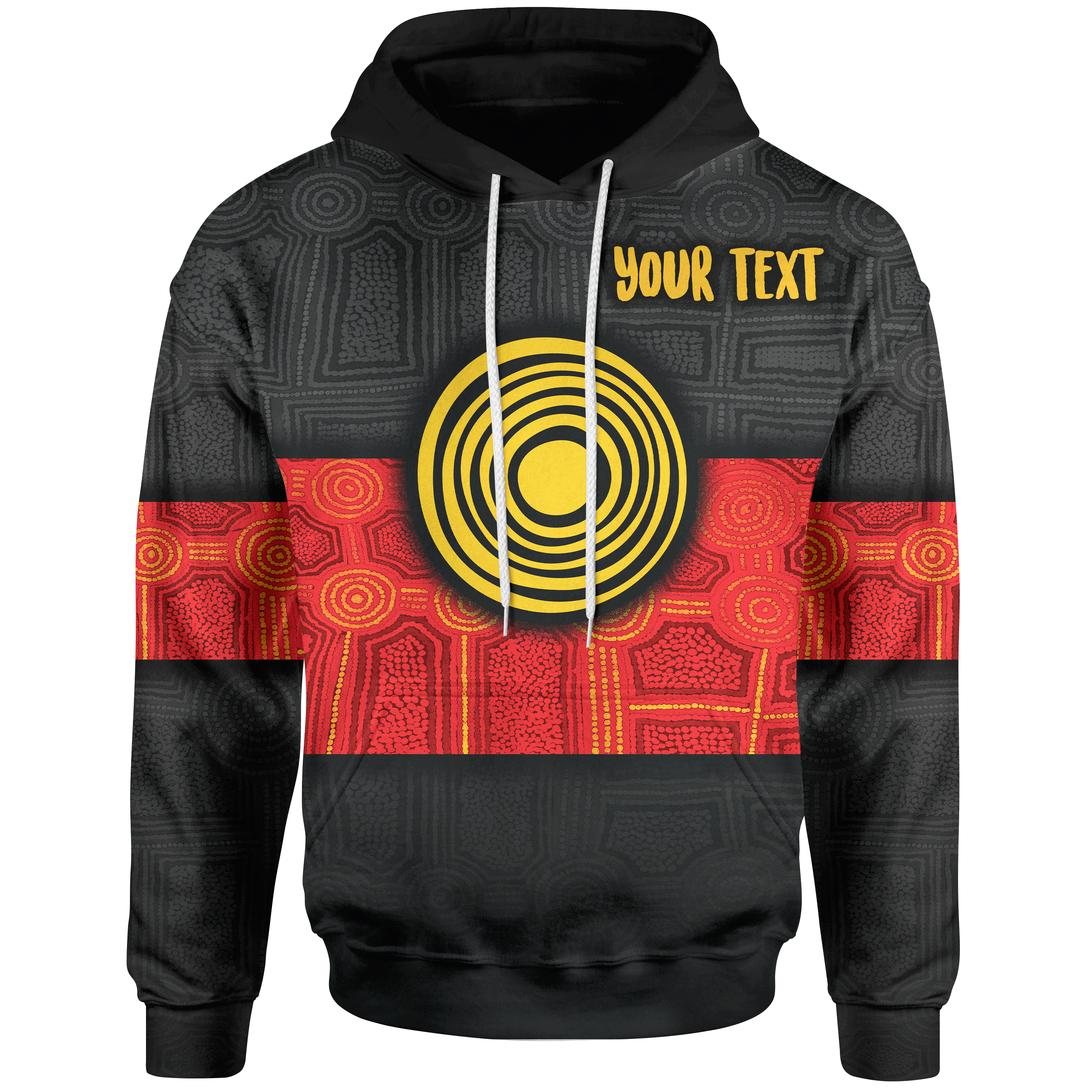 Personalised Aboriginal Hoodie - Aussie Indigenous Flag - Vibe Hoodie Shop