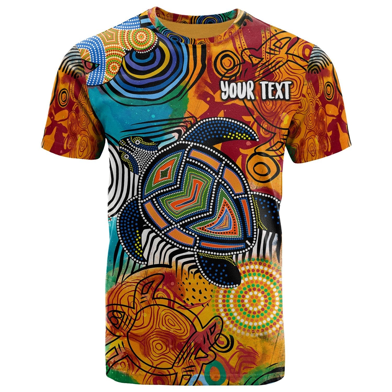 (Custom Your Text) Aboriginal Personalised T shirt - Turtle Indigenous Art - Vibe Hoodie Shop