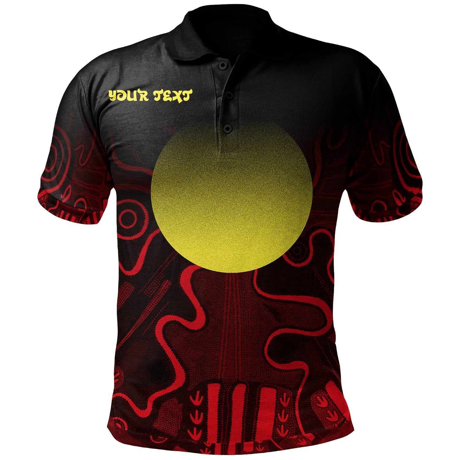 (Custom Text) Aboriginal Polo Shirt - Indigenous Flag Grunge Style - Vibe Hoodie Shop