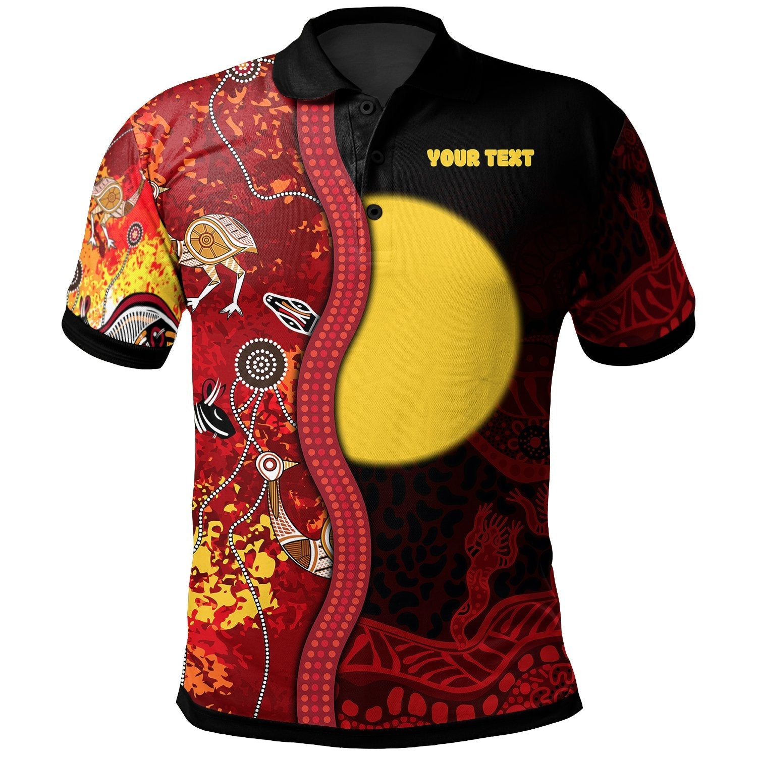 Custom Aboriginal Polo Shirt - Red Indigenous Flag - Vibe Hoodie Shop