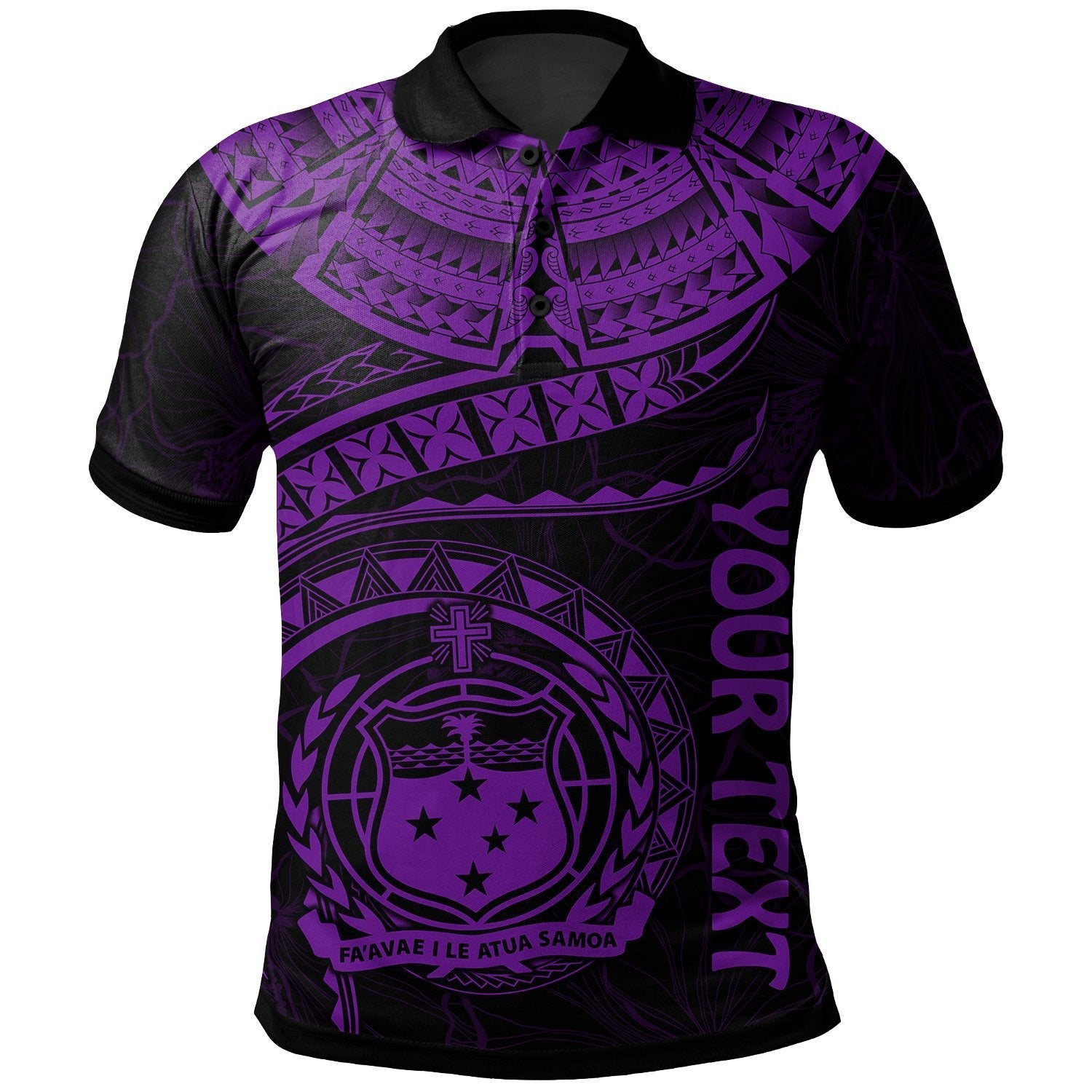 Polynesian Samoa Personalised Polo Shirt - Samoan Waves (Purple) - Vibe Hoodie Shop