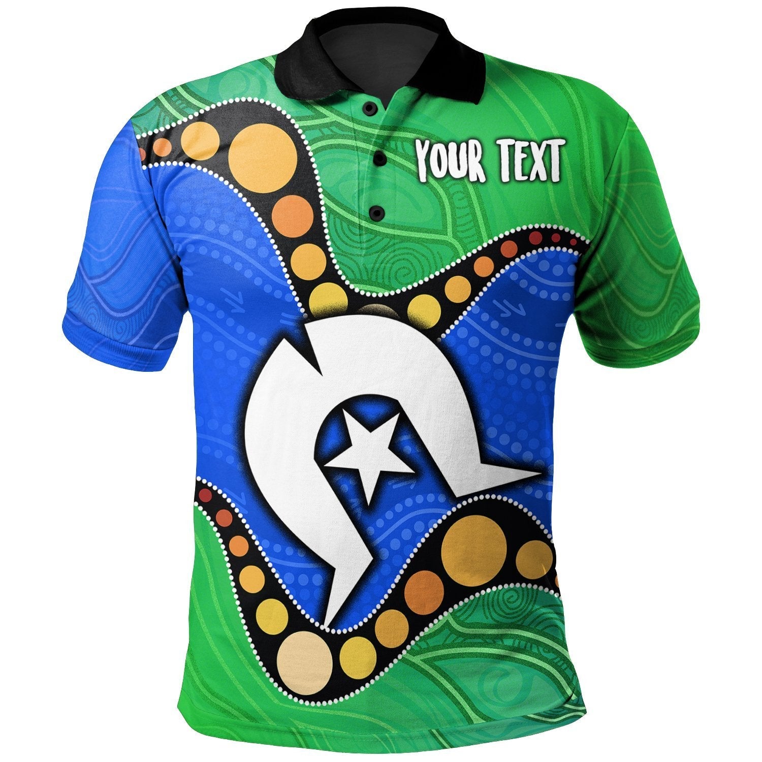 Custom Torres Strait Islands Polo - Flag with Aboriginal Patterns - Vibe Hoodie Shop