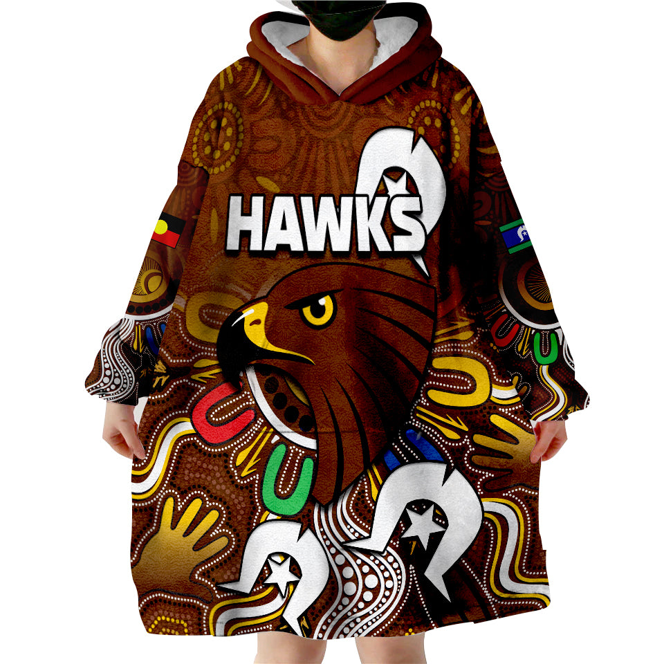 (Custom Personalised) Hawks NAIDOC Week Hawthorn Football Aboriginal Wearable Blanket Hoodie - Vibe Hoodie Shop