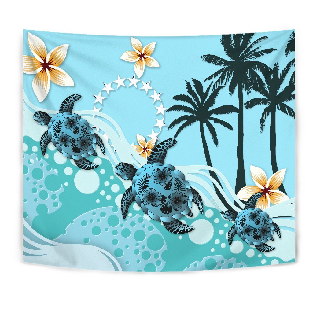 Cook Islands Tapestry - Blue Turtle Hibiscus - Vibe Hoodie Shop