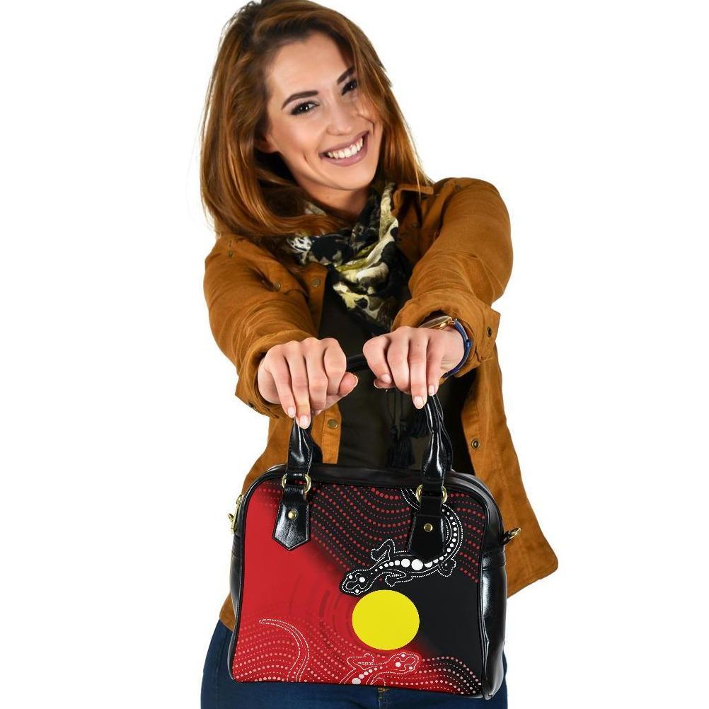 Aboriginal Shoulder Handbag - Two Indigenous Lizard - Vibe Hoodie Shop
