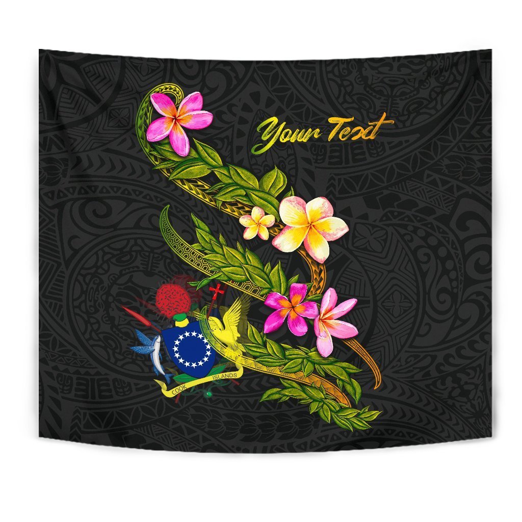 Cook Islands Polynesian Custom Personalised Tapestry - Plumeria Tribal - Vibe Hoodie Shop