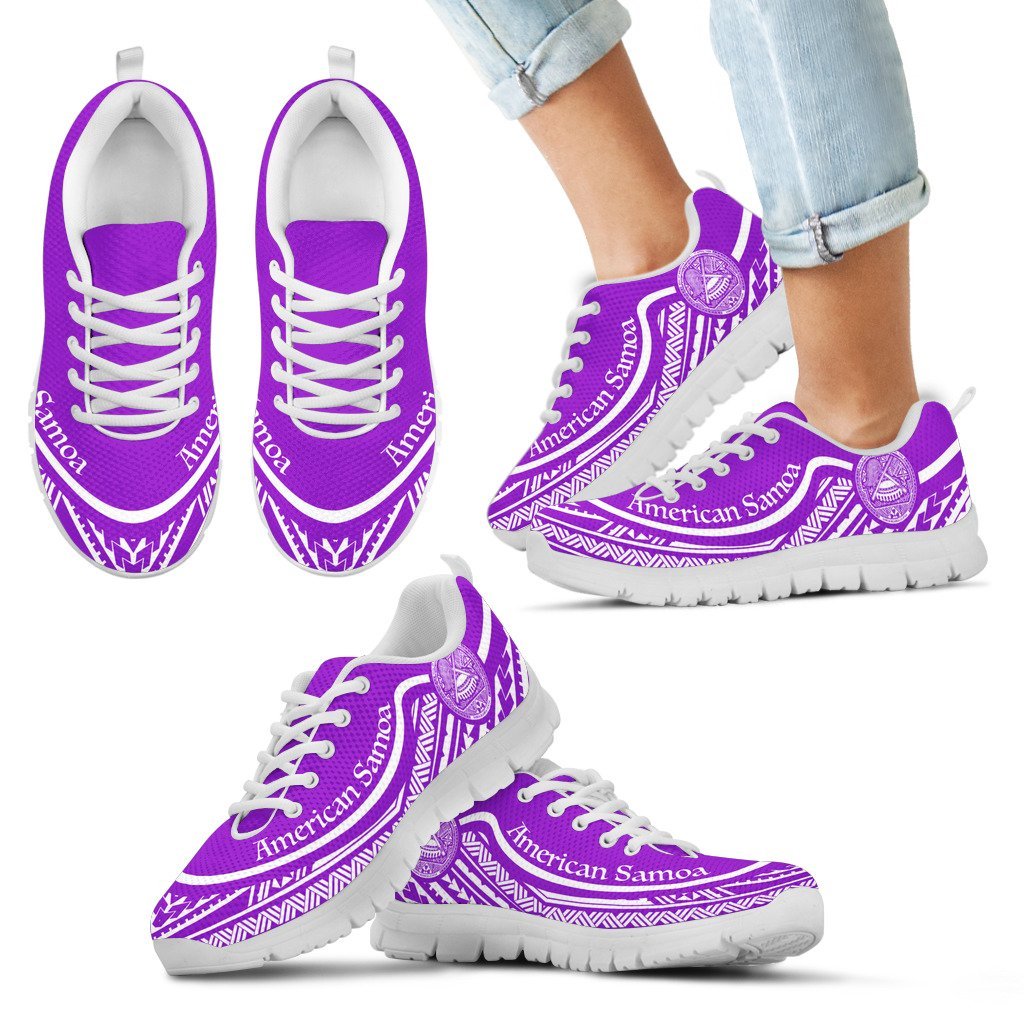 American Samoa Wave Sneakers White Purple Color - Vibe Hoodie Shop