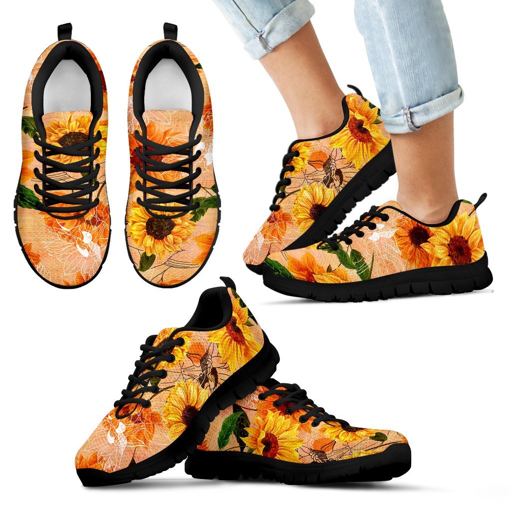 Floral Sneakers - Sunflowers Shoes Painting - Unisex - Vibe Hoodie Shop