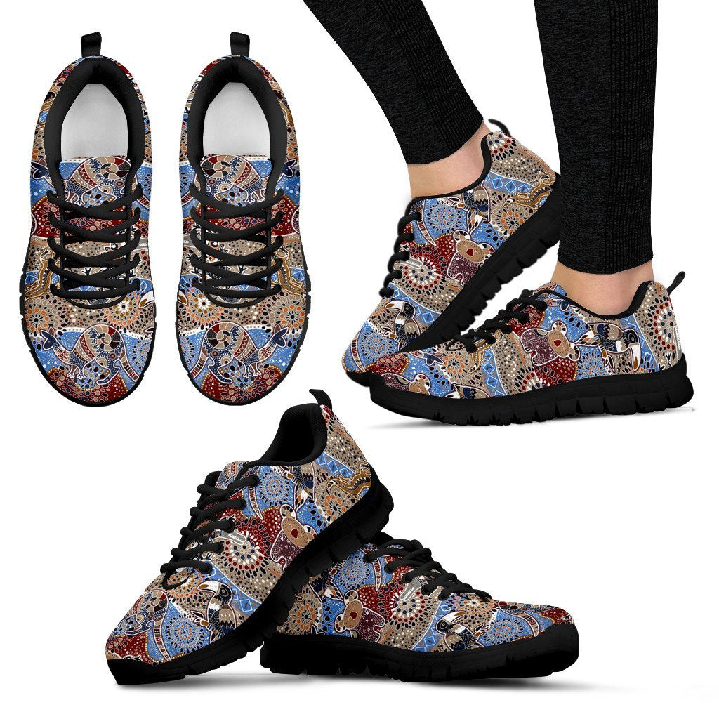 Aboriginal Sneakers, Koala Patterns Kangaroo Kookaburra Bohemian Style 04 - Vibe Hoodie Shop