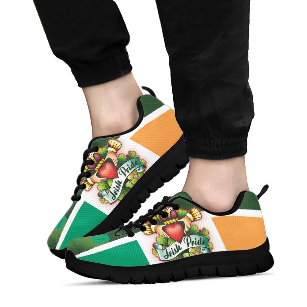 Irish Pride Sneakers - Ireland Flag With Claddagh Ring - Vibe Hoodie Shop