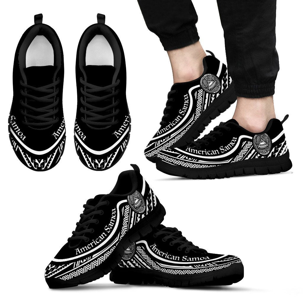 American Samoa Wave Sneakers Black White Color - Vibe Hoodie Shop