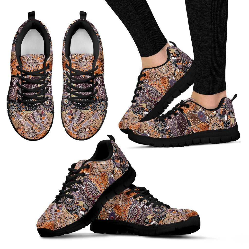 Aboriginal Sneakers, Koala Patterns Kangaroo Kookaburra Bohemian Style - Vibe Hoodie Shop