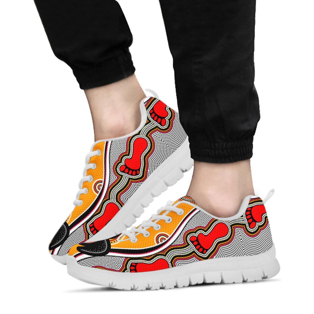 Aboriginal Sneakers, Turtle Patterns Aus Flag Footprint Dot Painting - Vibe Hoodie Shop