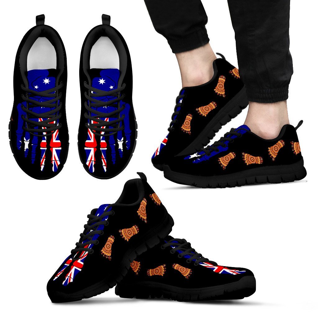 Aboriginal Sneakers, Aus Flag Indigenous Pattern - Vibe Hoodie Shop