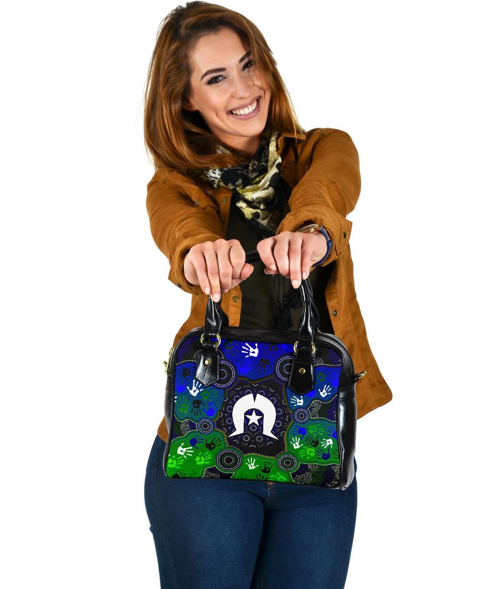 Aboriginal Shoulder Handbag - Torres Strait Symbol With Indigenous Patterns - Vibe Hoodie Shop