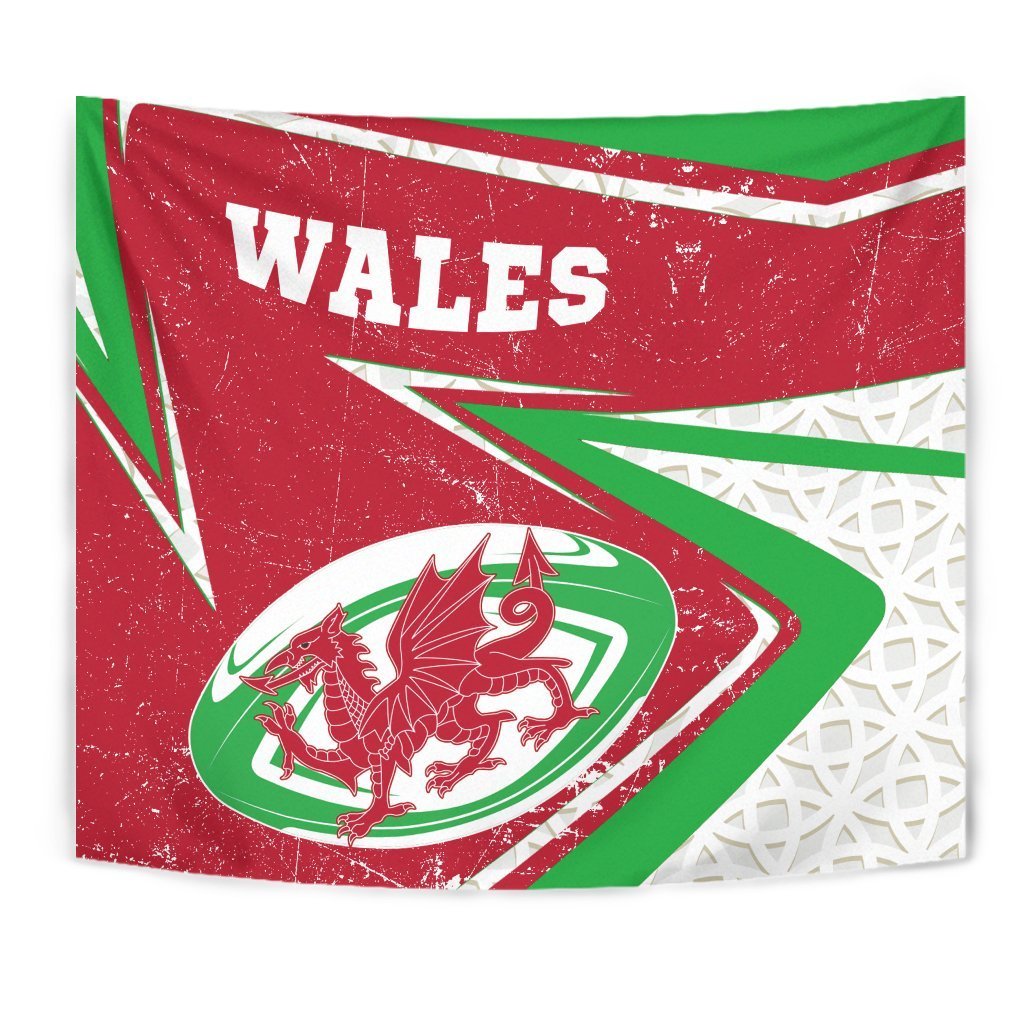 Wales Rugby Tapestry - Celtic Welsh Rugby Ball - Vibe Hoodie Shop