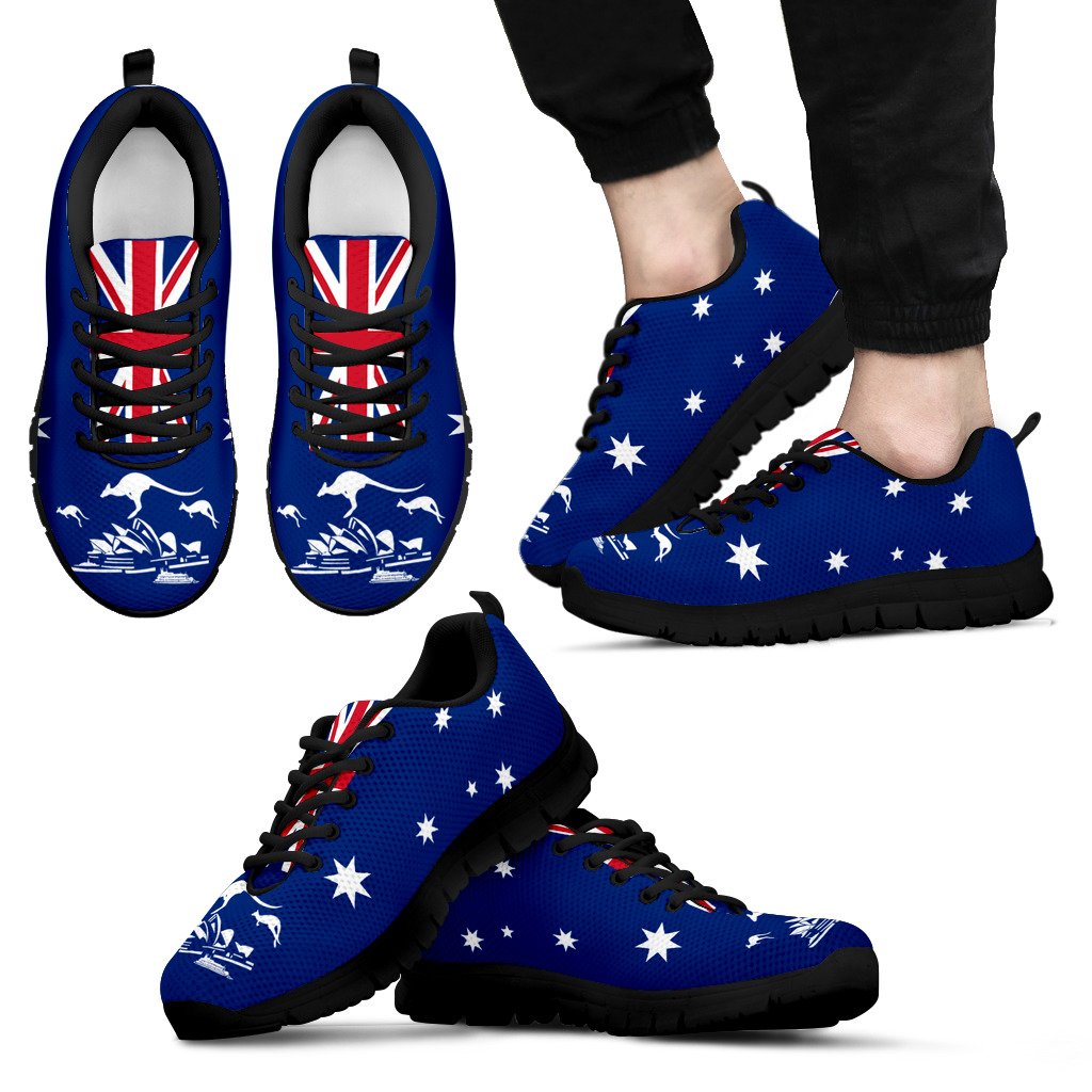 Sneakers - Aus Flag Shoes Kangaroo And Sydney Opera Sport Version Unisex - Vibe Hoodie Shop