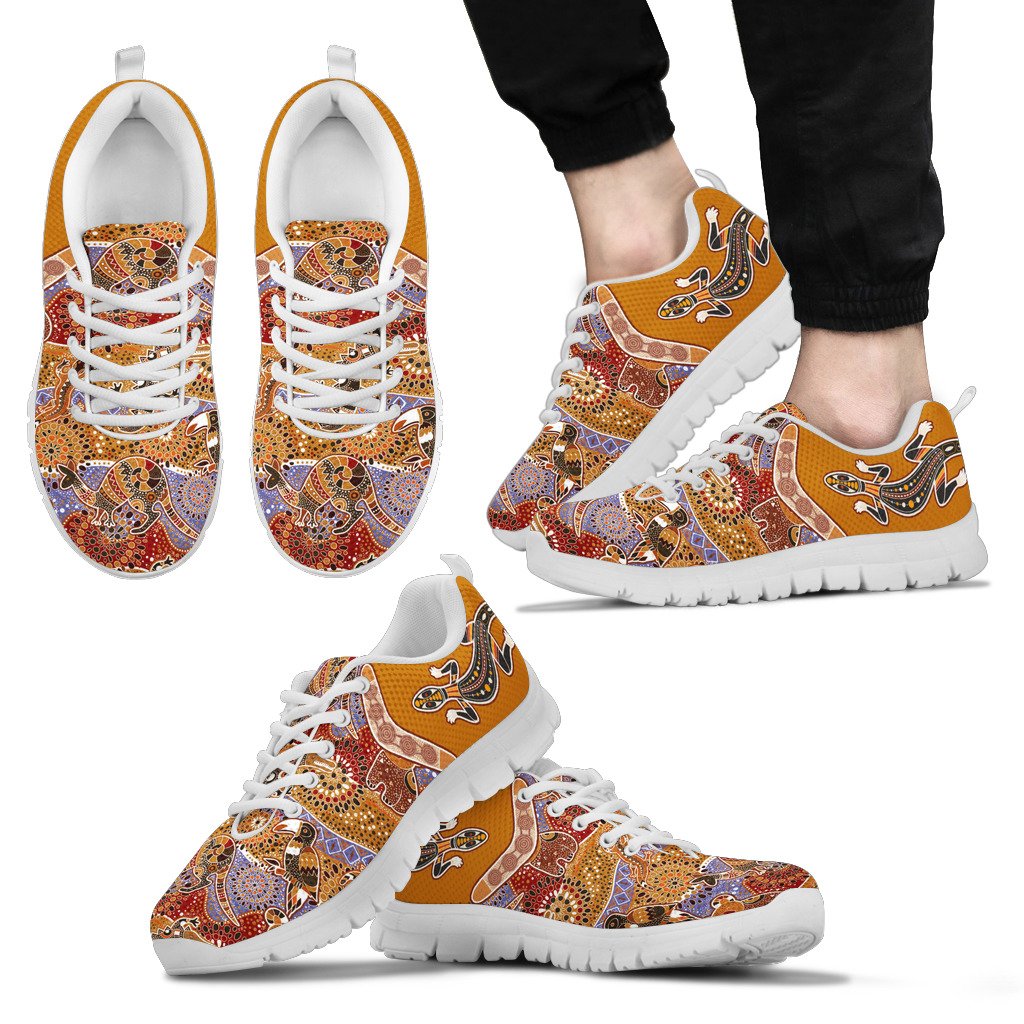 Aboriginal Sneakers, Lizard Shoes Boomerang Patterns Kangaroo Koala - Vibe Hoodie Shop