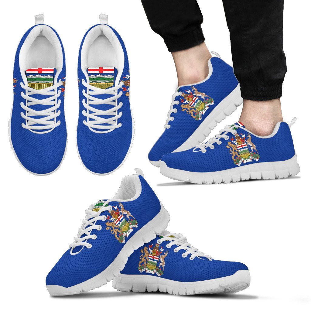 Canada Shoes - Alberta Flag And Coat Of Arm Sneakers - Vibe Hoodie Shop