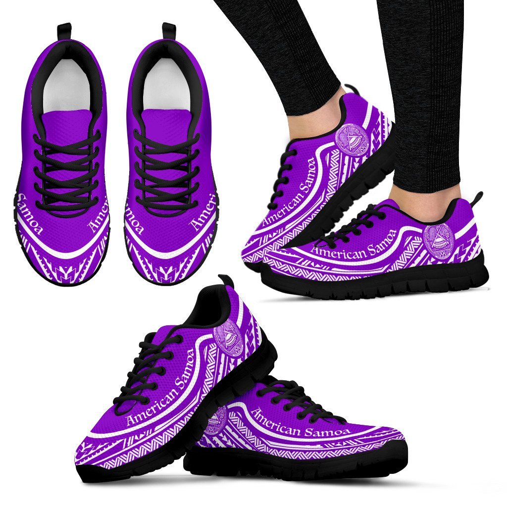 American Samoa Wave Sneakers White Purple Color - Vibe Hoodie Shop