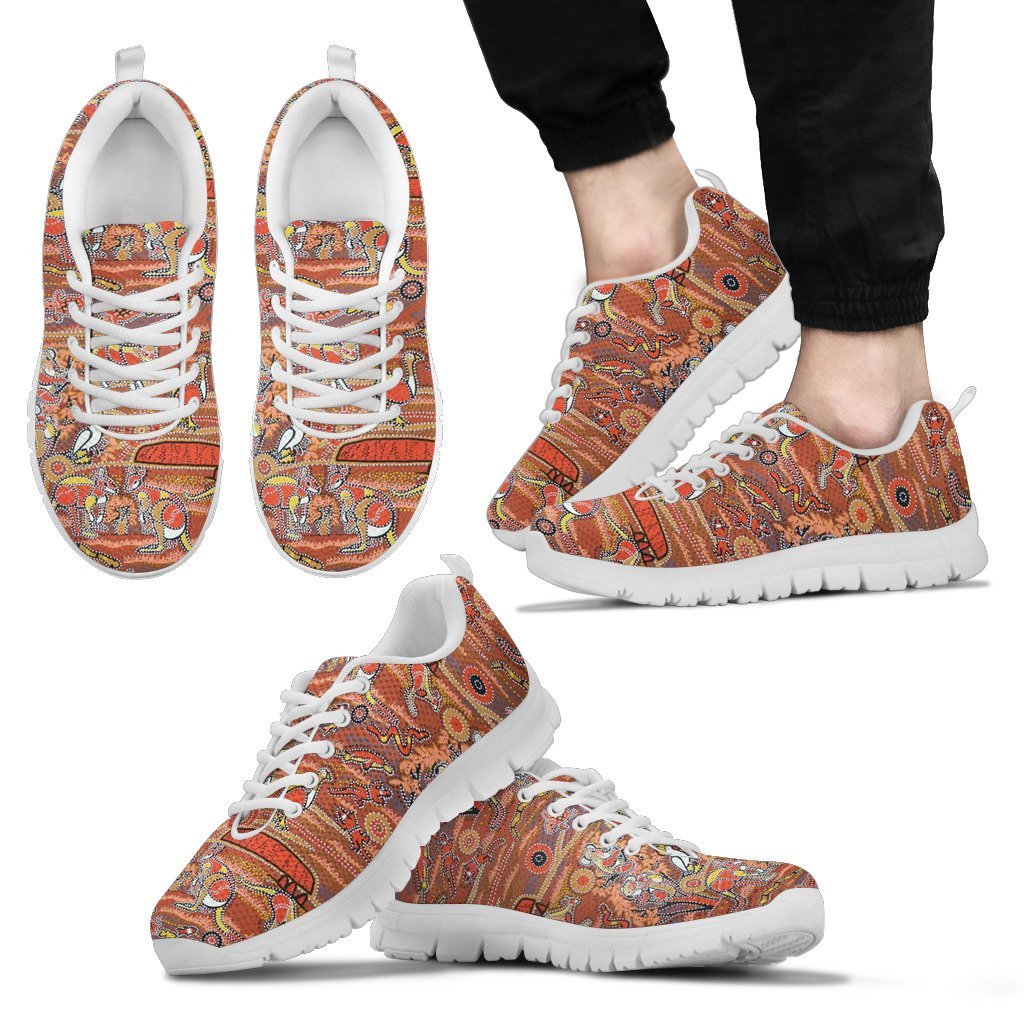 Aboriginal Sneakers, Koala Kangaroo Patterns Indigenous Dot Ver02 - Vibe Hoodie Shop