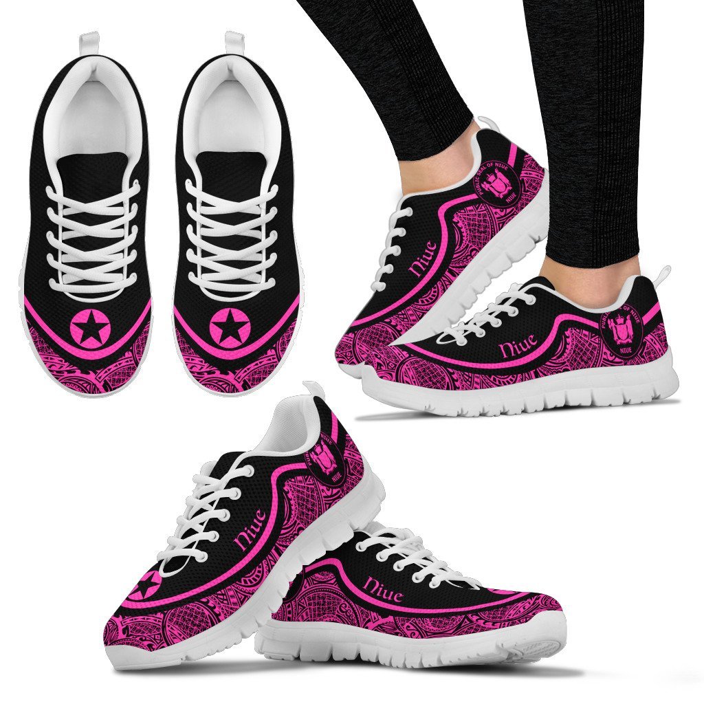 Niue Wave Sneakers - Polynesian Pattern Pink Color - Vibe Hoodie Shop