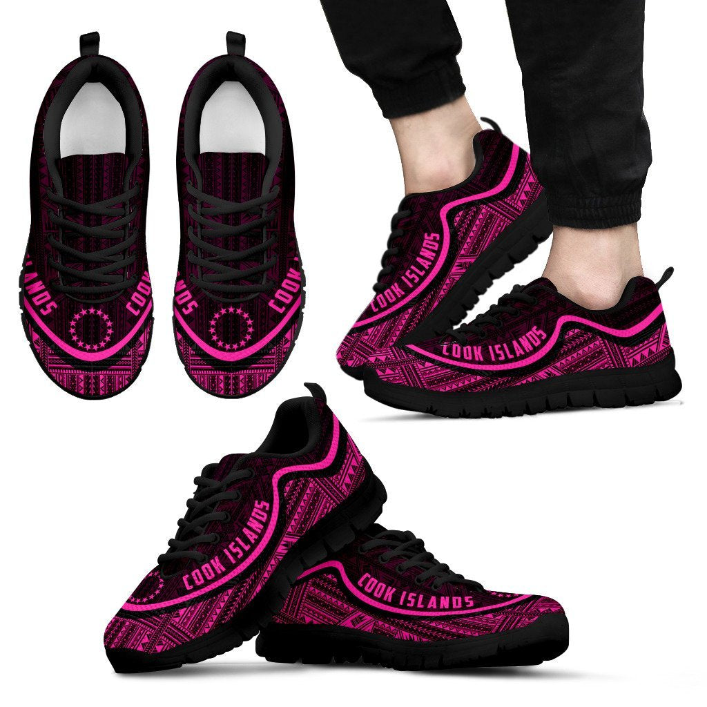 Cook Islands Wave Sneakers - Polynesian Pattern Pink Color - Vibe Hoodie Shop