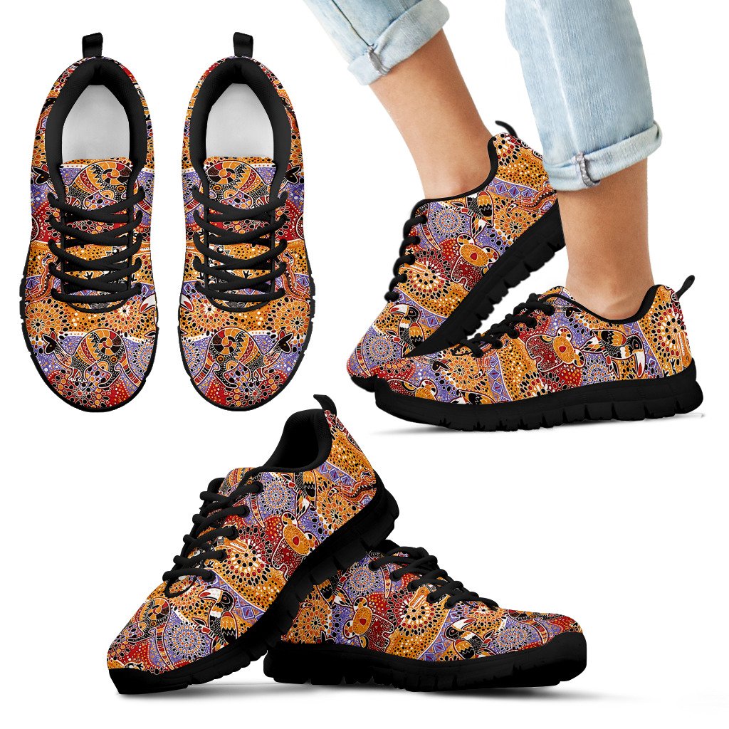 Aboriginal Sneakers, Koala Kangaroo Patterns Animals Shoes - Vibe Hoodie Shop