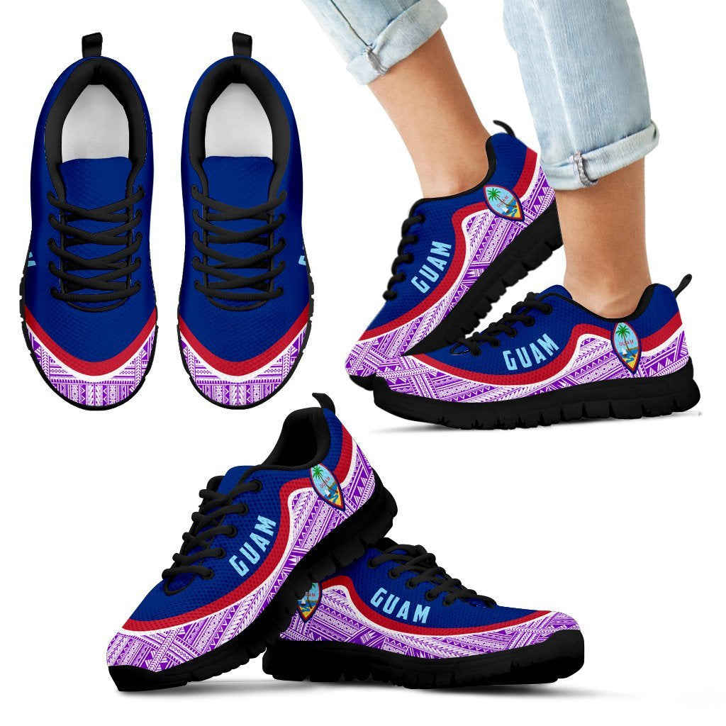 Guam Wave Sneakers - Polynesian Pattern White Purple Color - Vibe Hoodie Shop