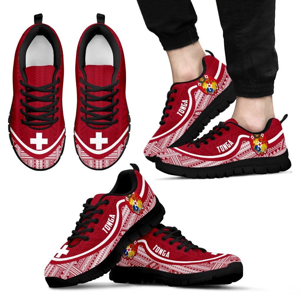 Tonga Wave Sneakers - Polynesian Pattern White Red Color - Vibe Hoodie Shop