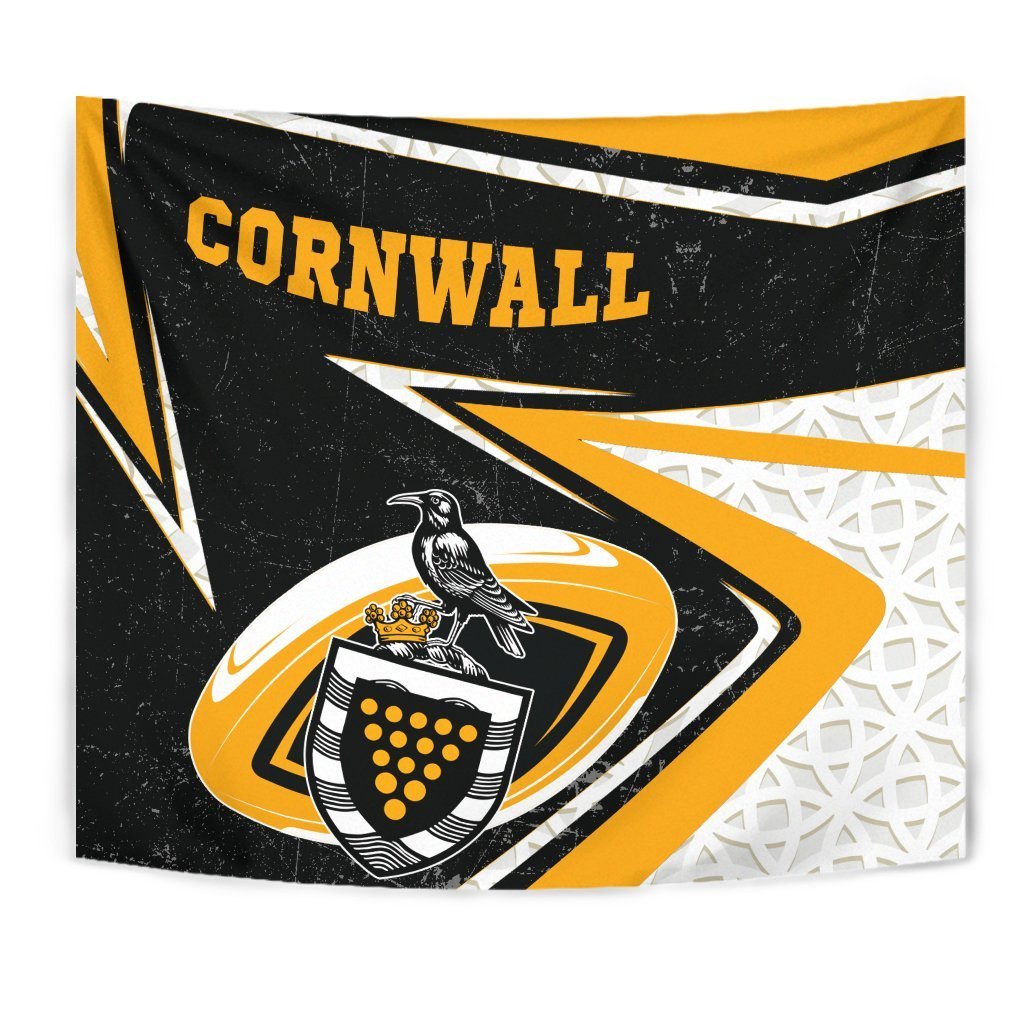 Cornwall Rugby Tapestry - Celtic Cornwall Rugby Ball - Vibe Hoodie Shop