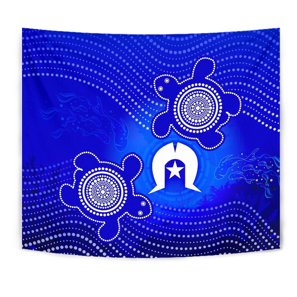 Torres Strait Islanders Tapestry - Torres Symbol With Turtle - Vibe Hoodie Shop