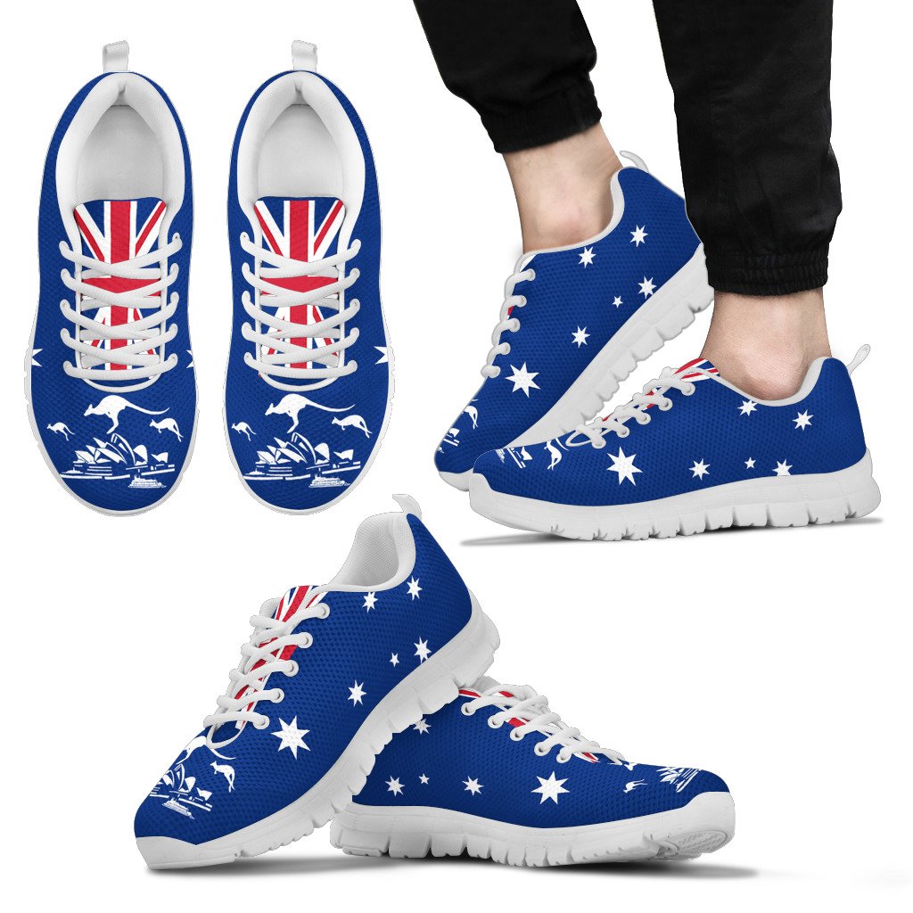 Sneakers - Aus Flag Shoes Kangaroo And Sydney Opera Sport Version Unisex - Vibe Hoodie Shop