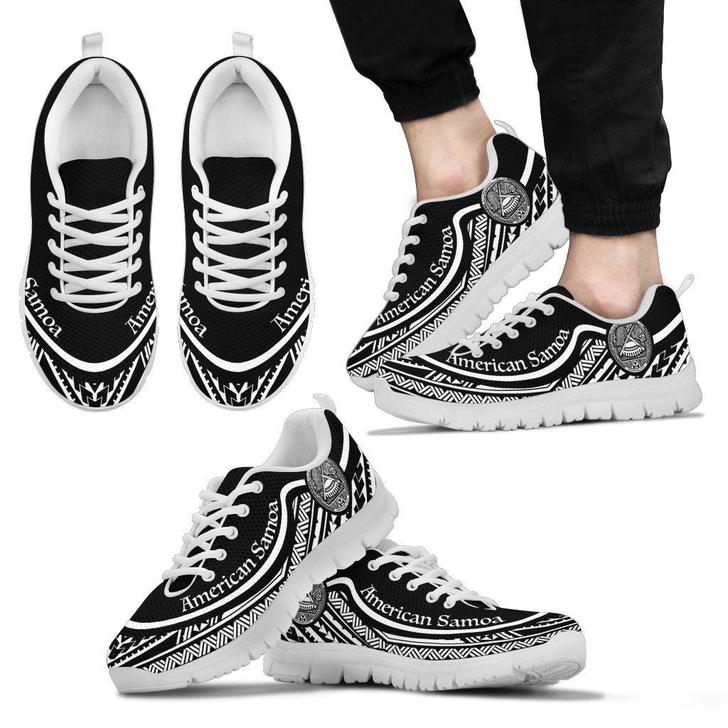 American Samoa Wave Sneakers Black White Color - Vibe Hoodie Shop