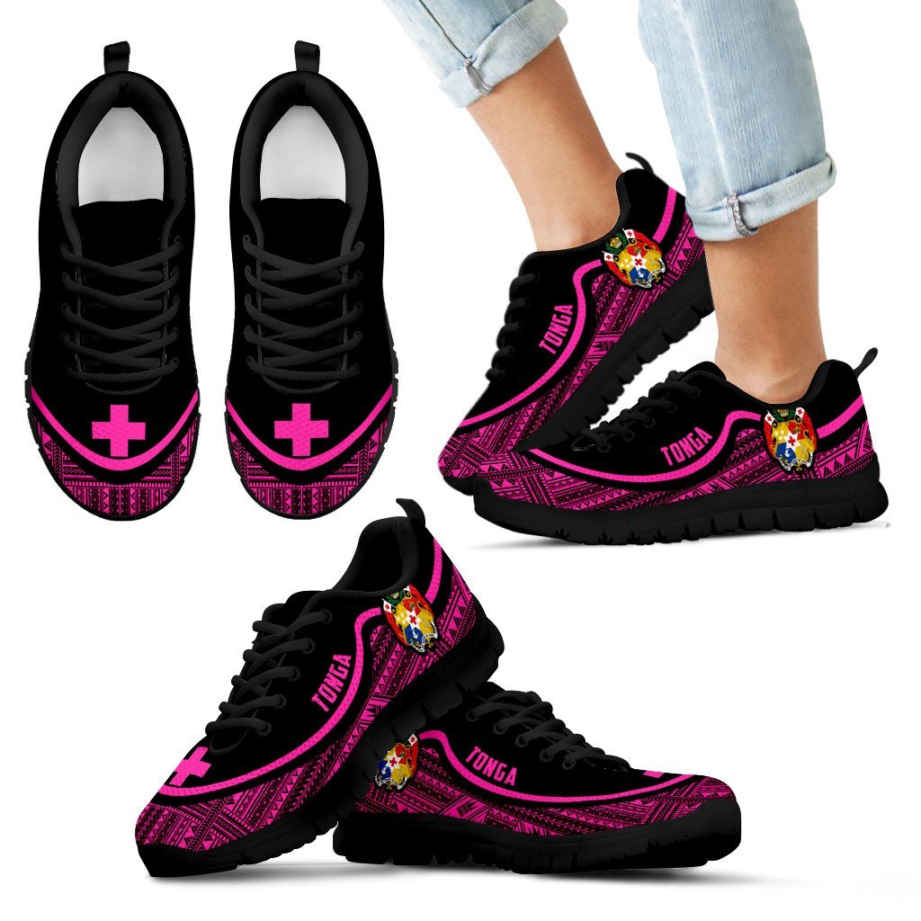 Tonga Wave Sneakers - Polynesian Pattern Pink Color - Vibe Hoodie Shop