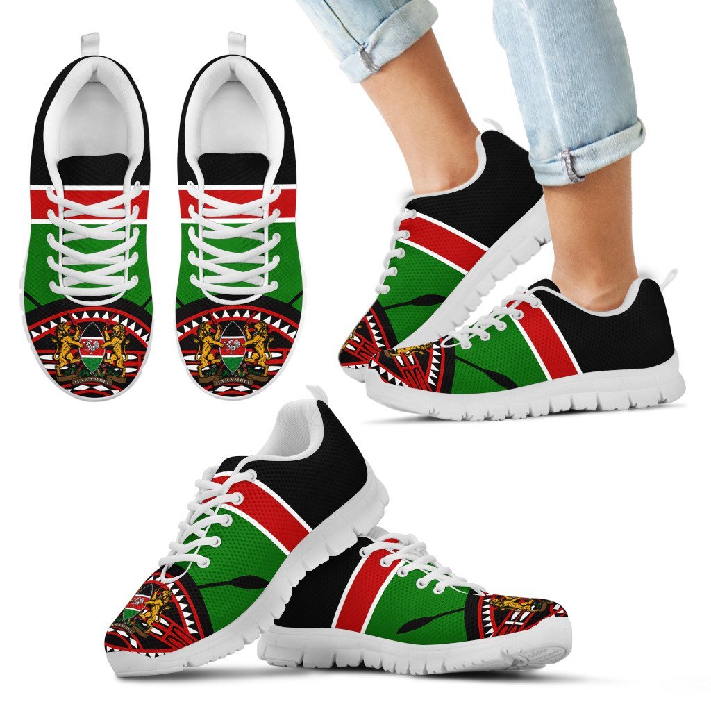 Kenya Rugby Lion Sneakers Maasai Shield - Vibe Hoodie Shop