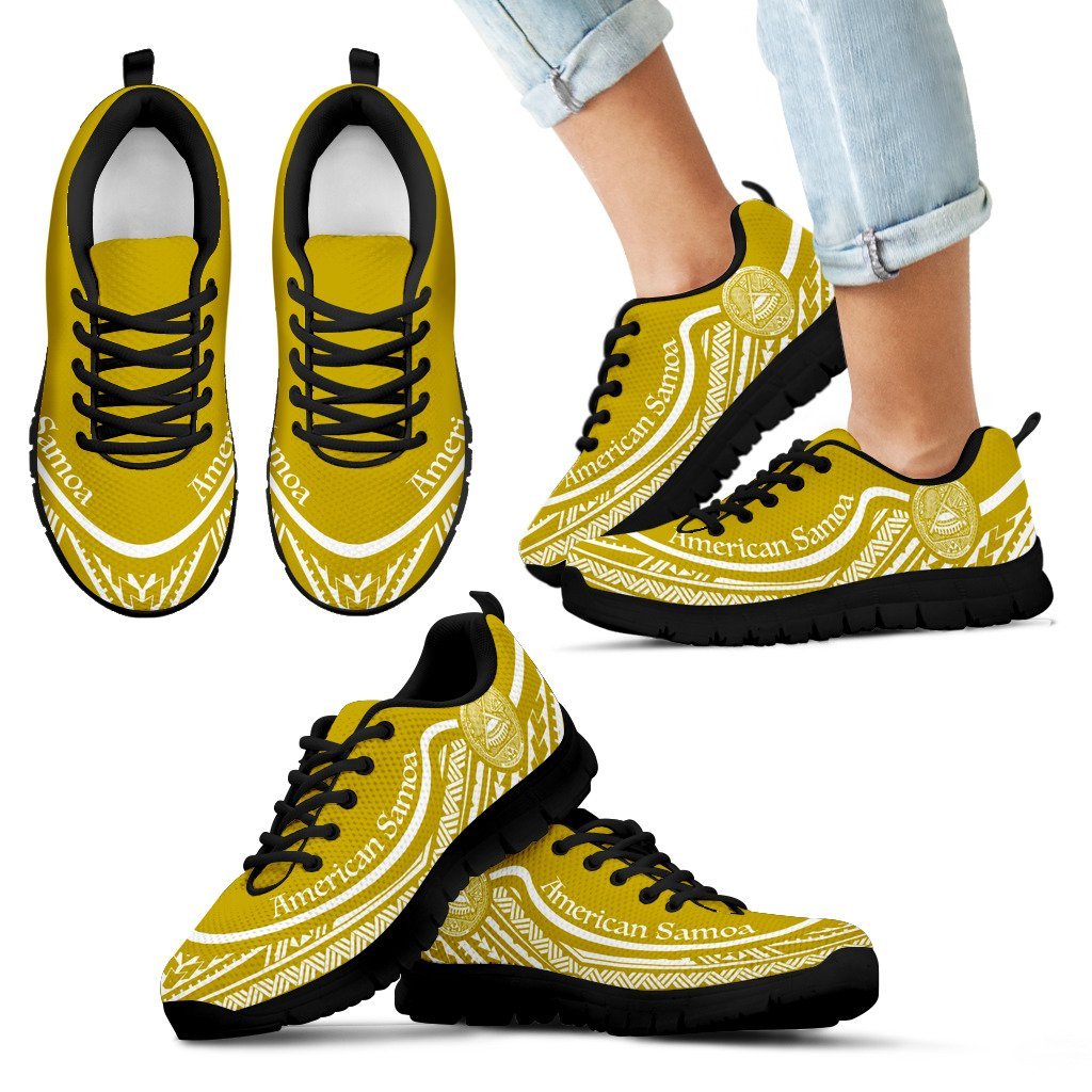 American Samoa Wave Sneakers White Gold Color - Vibe Hoodie Shop