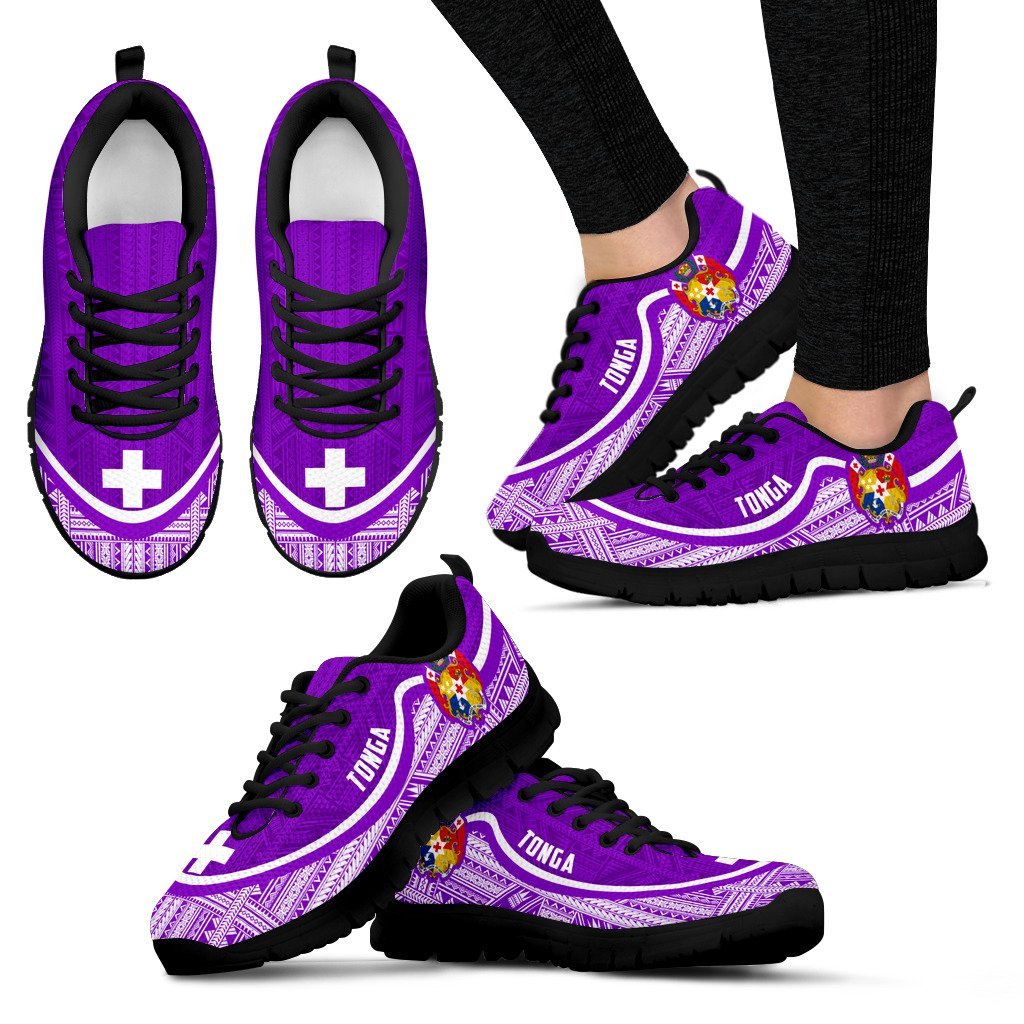 Tonga Wave Sneakers - Polynesian Pattern White Purple Color - Vibe Hoodie Shop