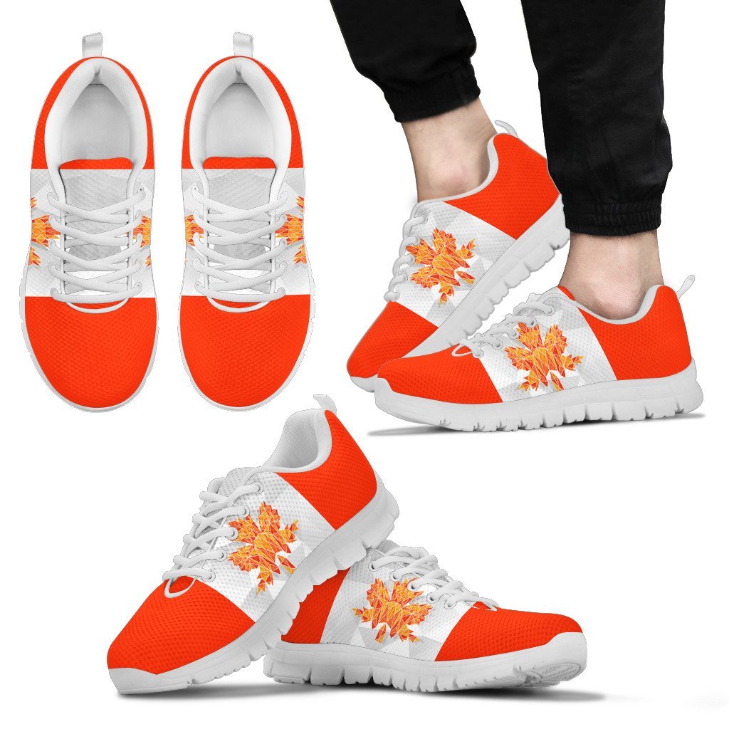 Canada Shoes - Low Poly Canada Flag Sneakers - Vibe Hoodie Shop