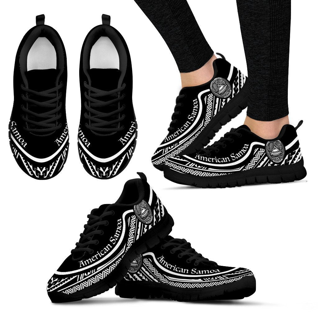 American Samoa Wave Sneakers Black White Color - Vibe Hoodie Shop