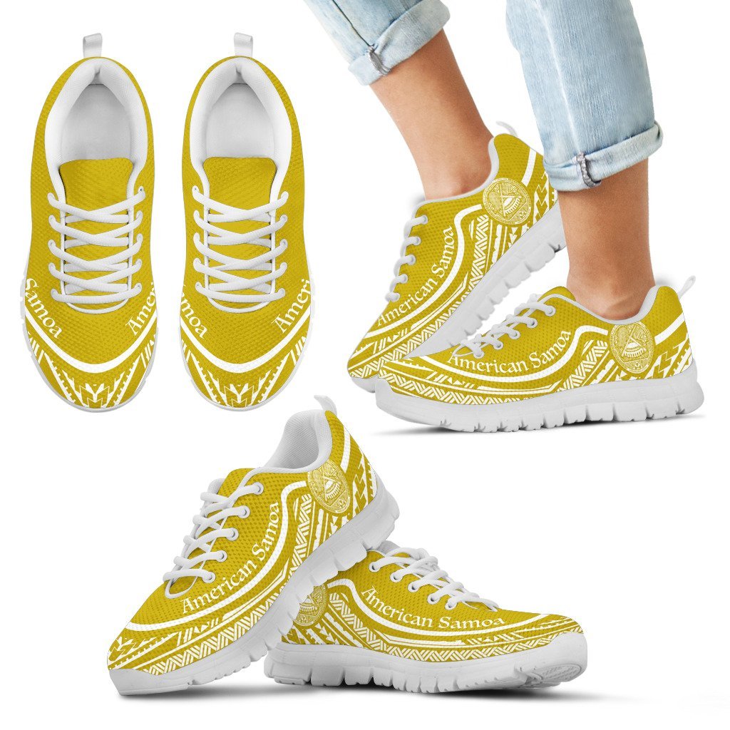 American Samoa Wave Sneakers White Gold Color - Vibe Hoodie Shop