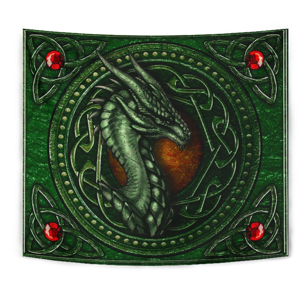 Celtic Dragon With Celtic Knot Tapestry (Green) - Vibe Hoodie Shop