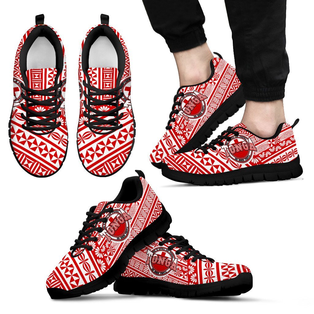 Tonga Sneakers - Tonga Flag On Tapa Pattern - Vibe Hoodie Shop