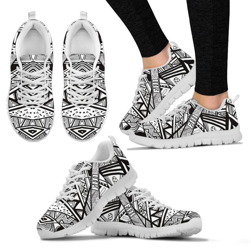 Fiji Poly Tribal Sneakers Black And White Mystery - Vibe Hoodie Shop