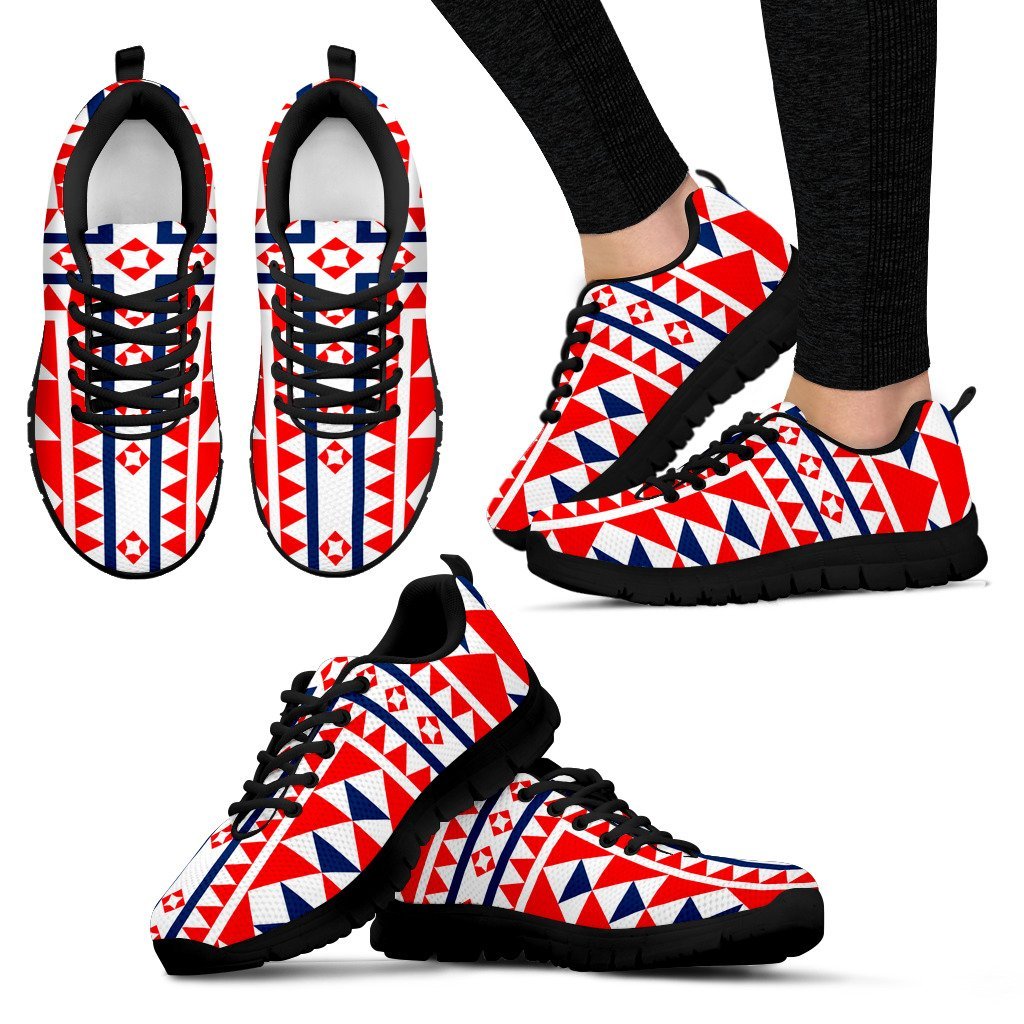 Fiji - Fijian Masi Tapa Design On Flag Men's / Women's Sneakers (Shoes) - Vibe Hoodie Shop